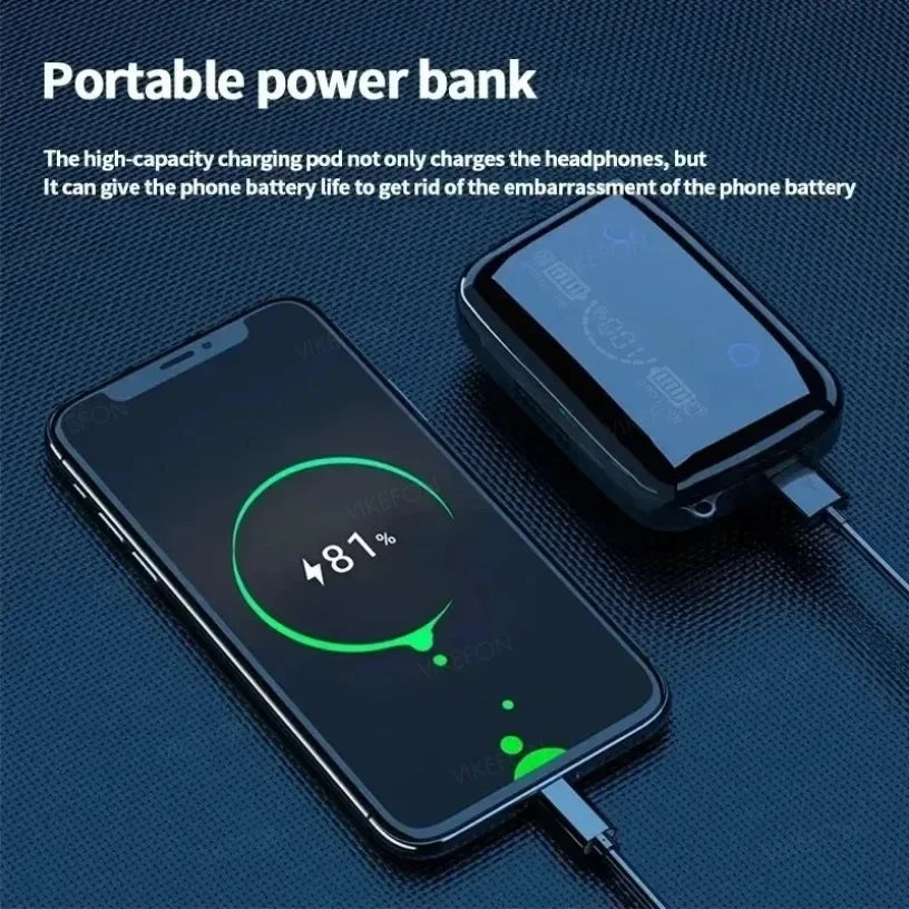 M19 Bluetooth Wireless Headset 5.3 Bluetooth Earphones IPX5 Waterproof Headsets with Mic HiFi Stereo Music Earbuds for All Phone