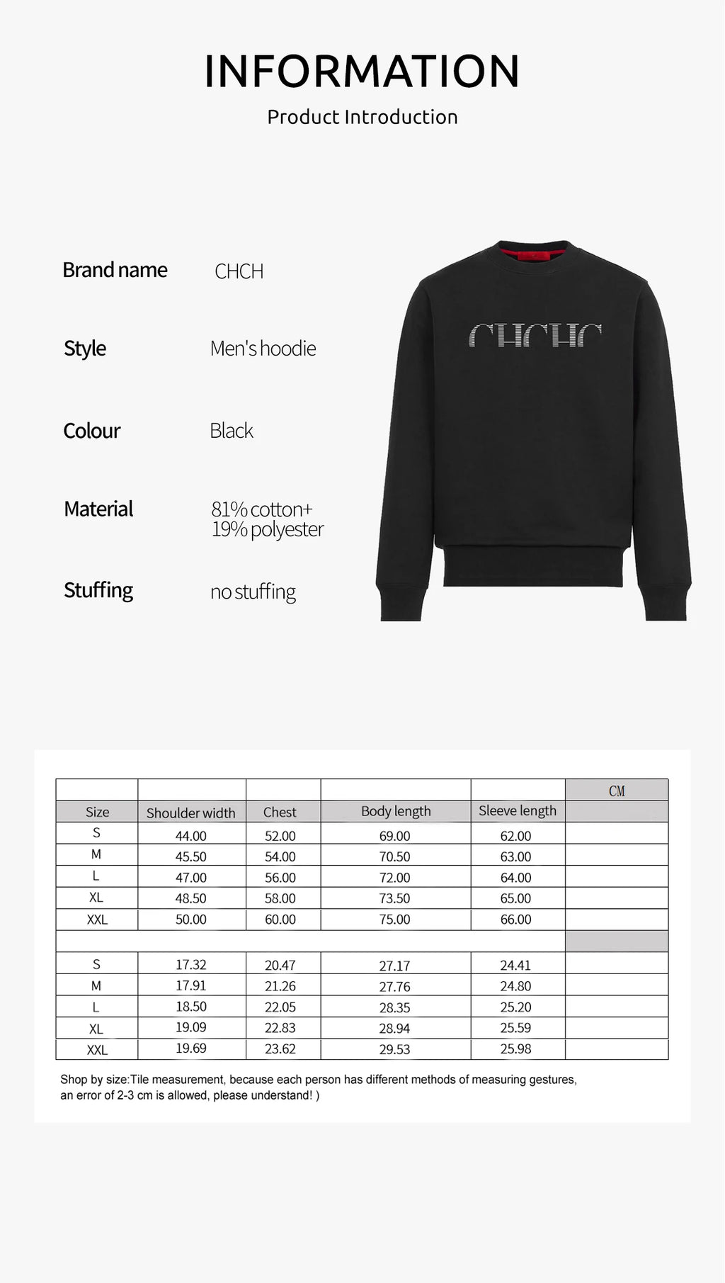 CHCH New Casual Sweatshirts Men Hoodies 2024 Pullover Streetwear Solid Hoodie Basic Crewneck Hoody Hoodies
