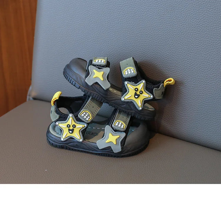 Children Summer Beach Sandals 2026 Super Cool Boys Artifical Leather Breathable Comfortable Flat Sandals Baby Soft Shoes H03272
