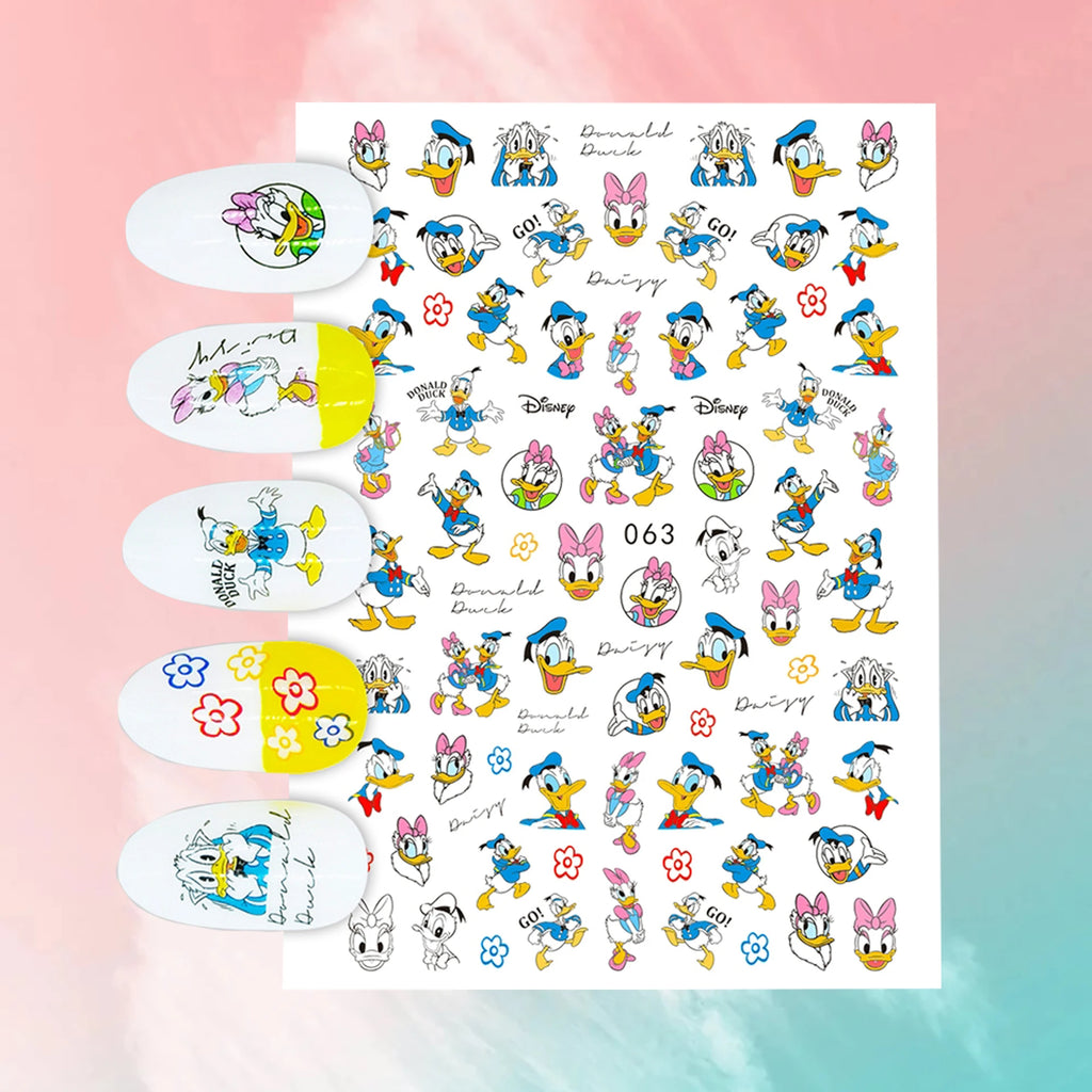 Disney Cartoon Adhesive Nail Stickers Nail Decorative Decals Nail Sliders Stitch Mickey 3D Stickers Press on Nails