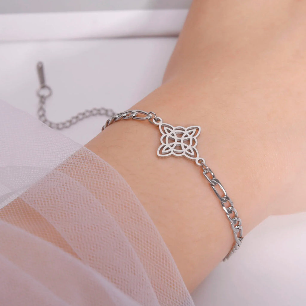 Witchcraft Irish Celtic Knot Charms Bracelets Stainless Steel Witch Knot Chain Bracelet Women Men Vintage Love Jewelry Gifts