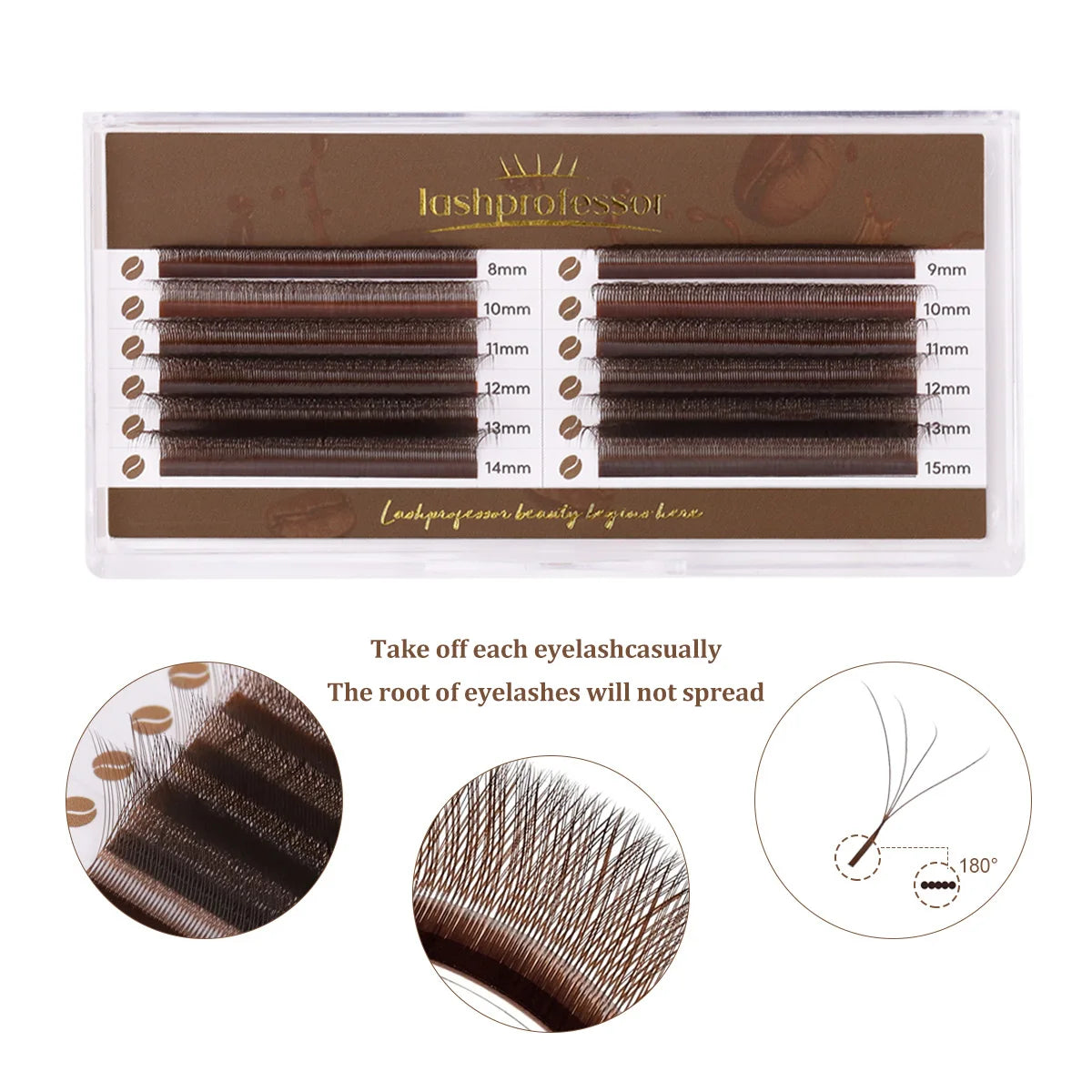 NEW Brown 4D W-Shaped Eyelashes Extension Premium Premade Volume Fan Eyelash Bloom Automatic Flowering Clover Makeup Fake Lashes