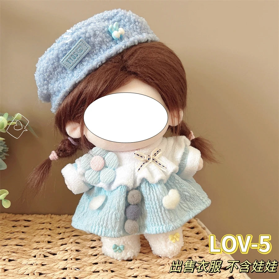 20cm Cotton Doll Clothes Cute Dress Lolita Vintage Doll Clothes for Plush Doll Idol Dolls For Cotton Stuffed Dolls  Accessories