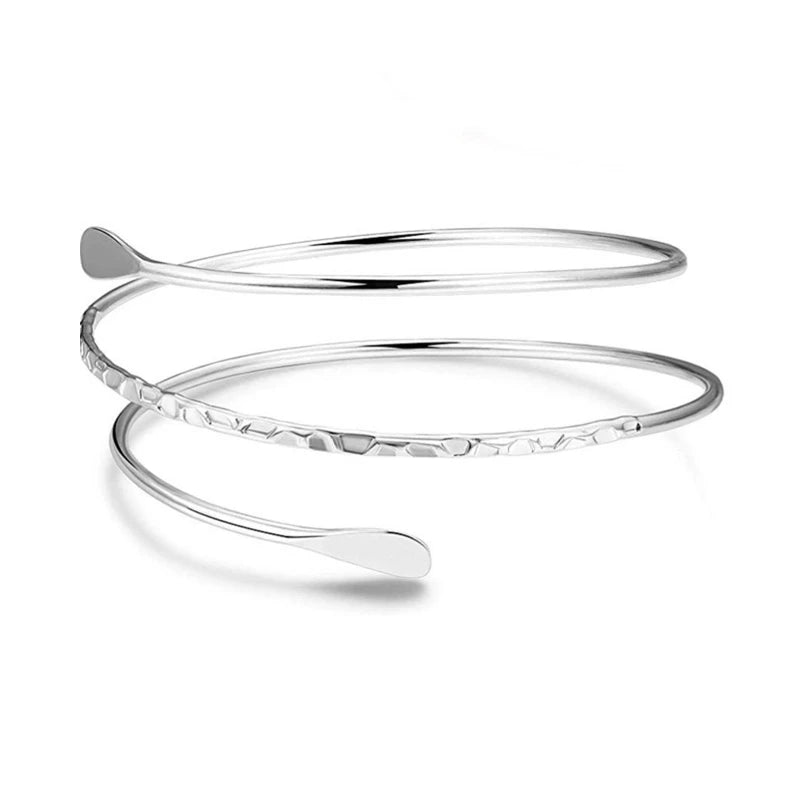 Alloy Spiral Armband Swirl Upper Arm Cuff Armlet Bangle Bracelet Egyptian Costume Accessory for Women Gold Silver Color
