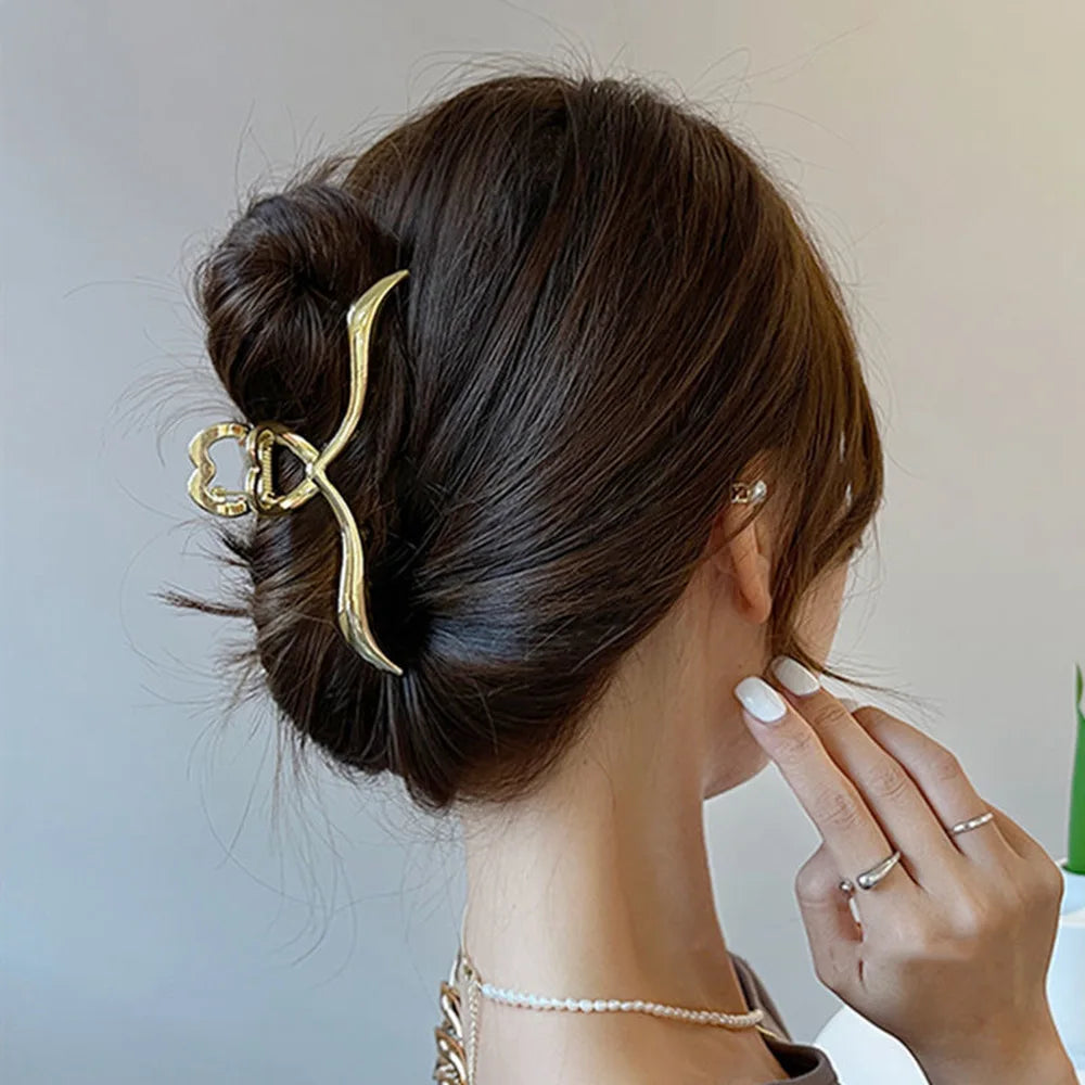 New Women Elegant Geometric Bow Hair Claws Vintage Simple Hair Clip Grab Large Metal Hairpins Barrettes Fashion Hair Accessories