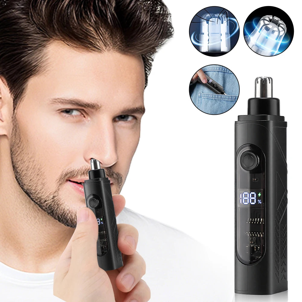 Rechargeable Nose Hair trimmer and Facial Hair remover for Men Nose Hair Shaver for nasal clearance - portable grooming tool for