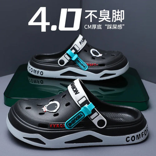 2025 NEW Men Clogs Slippers Fashion Hole Shoes Beach Sandals Indoor House Flats Shoes Lightweight Soft Bathroom Slides