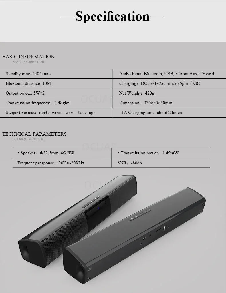 Portable Super Powerful Sound Bar Wireless Bluetooth Speaker Surround Stereo Home TV Sound Box Subwoofer FM Radio Caixa De Som