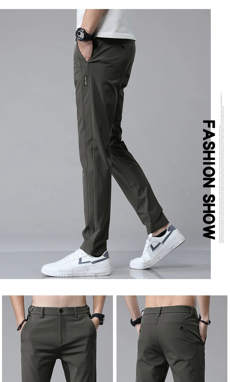 New Spring Summer Ultra-thin Men's Stretch Slim Straight Casual Pants High Quality Fashion Breathable Golf Sports Trousers