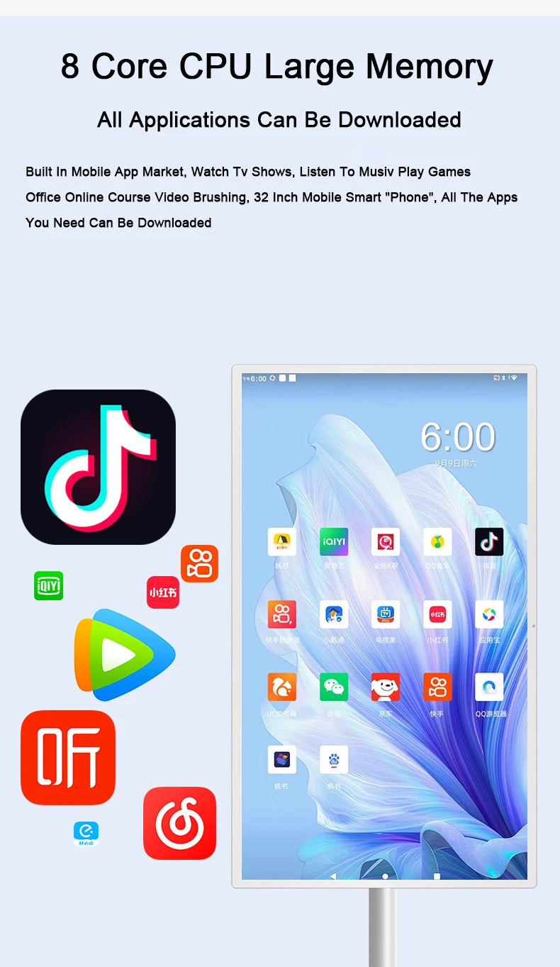 Smart TV 32 Inch Android Display TV Smart Live Streaming Home Business Gaming Television 4K Smart TV for Office Living Room