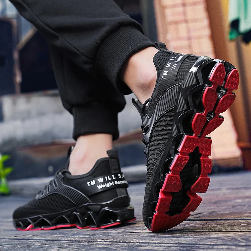 Men's Breathable Mesh Running Shoes Blade Sole Sneakers Lightweight Non-Slip Sports Shoes for Gym Walking Casual Wear