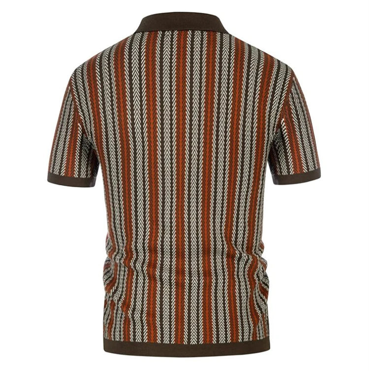 High End Jacquard Striped Polo Shirts For Men Short Sleeve Elastic Summer Quality Viscose Knitted Smart Casual Camisas De Hombre