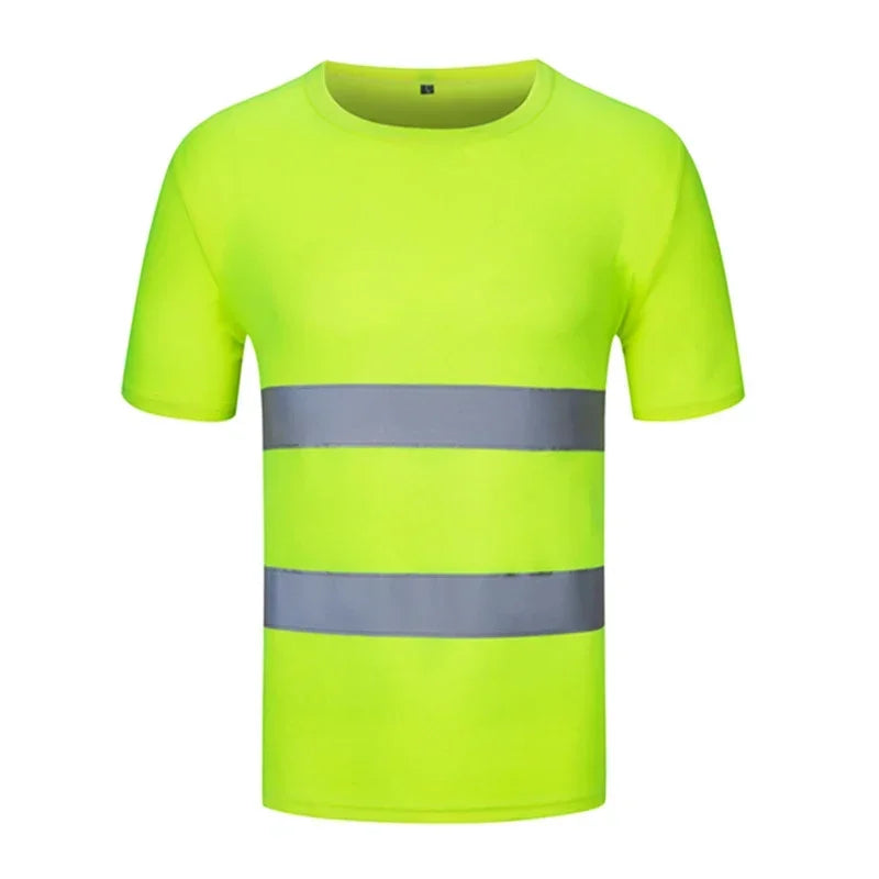 Fluorescent High Visibility T-Shirts Men Reflective Work Safety Shirts Quick Dry Long Sleeve Hi Vis Tops Construction Workwear