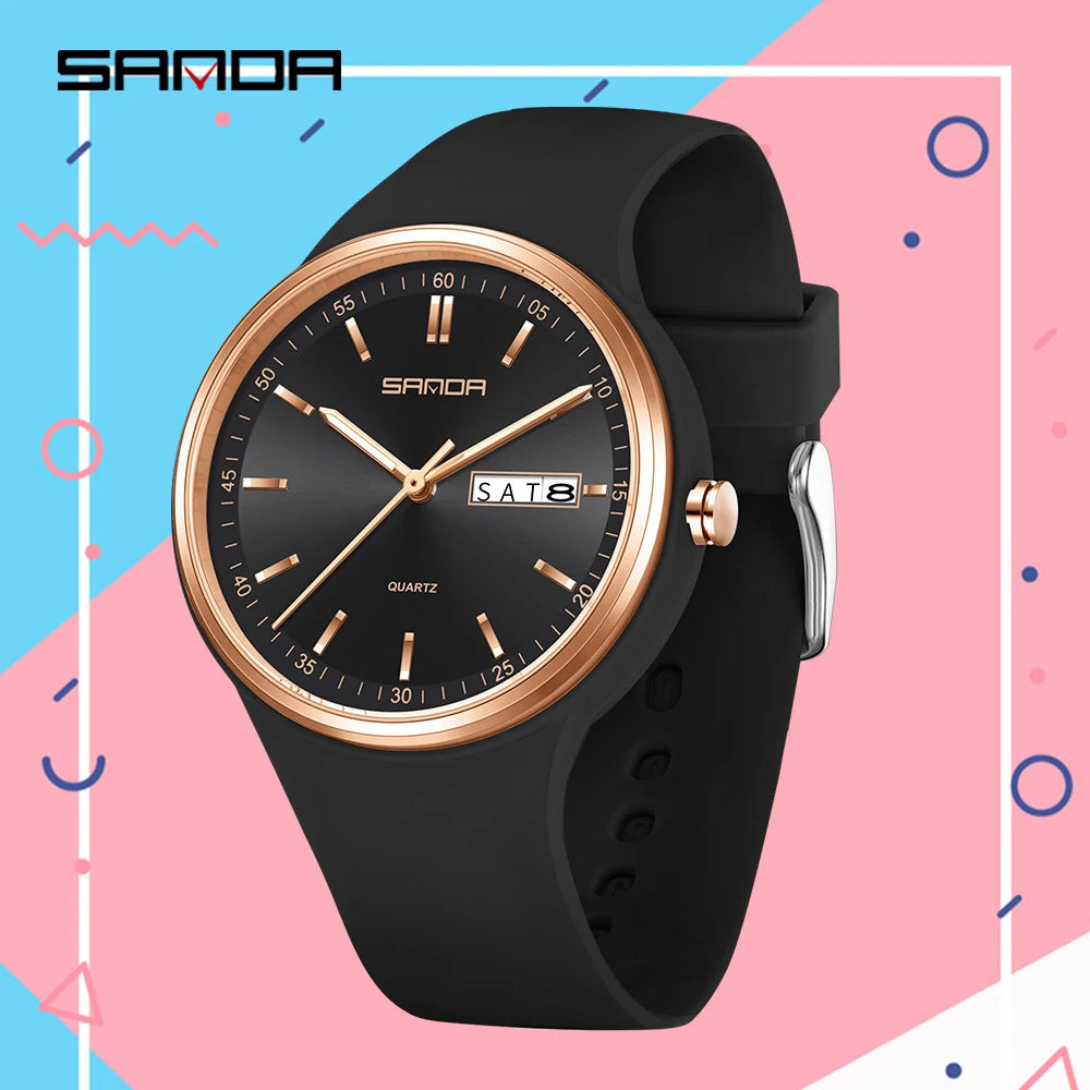 SANDA Top 6213 Male and Female Student Watches Casual Simple Dual Calendar Fashion Male and Female Student Quartz Watches 2025