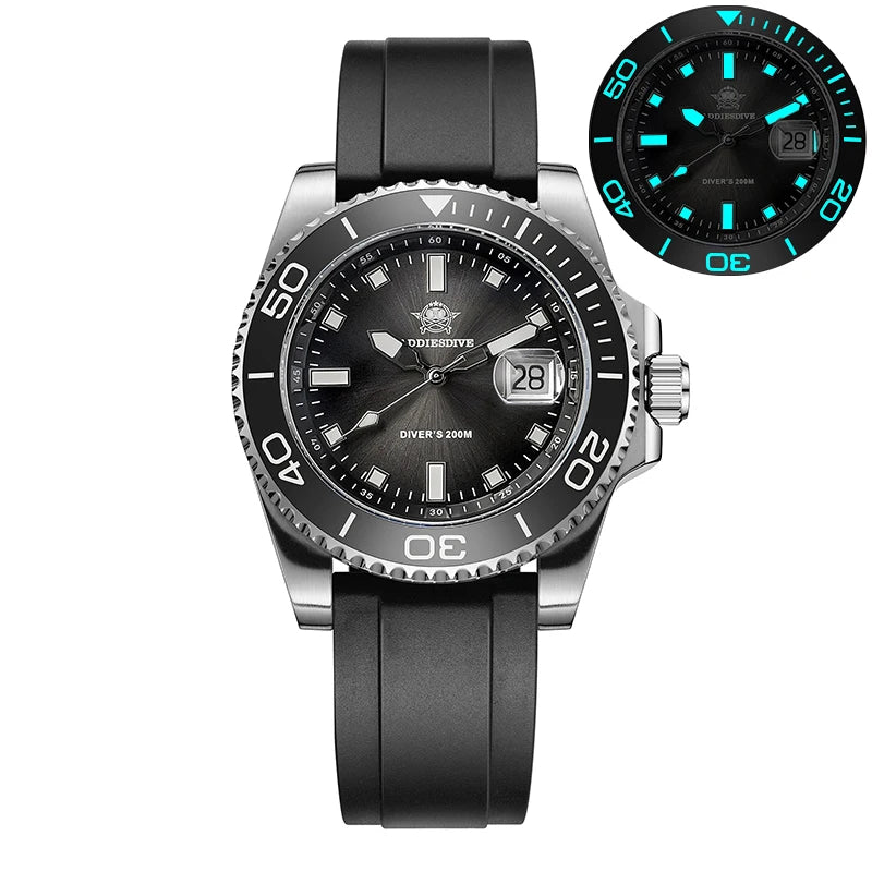 ADDIESDIVE NEW Diver Watch For Men Top Brand Waterproof Luminous Quartz Wristwatch Green/Red/Orange Dial Stainless Steel Watches