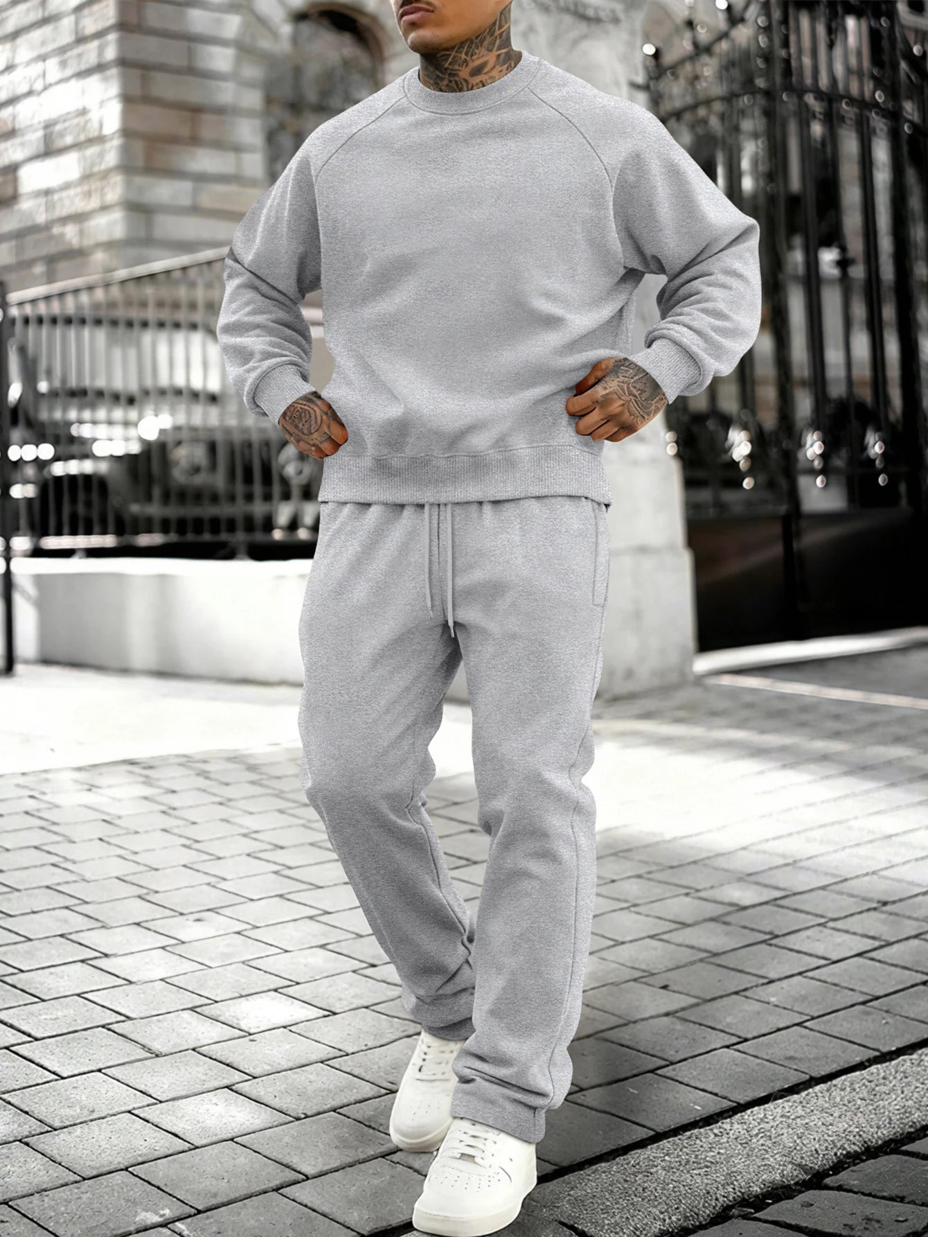 New Autumn Winter Solid Color Sportswear Casual Suit, Minimalist And Relaxed Style, Warm And Comfortable Men's Suit.