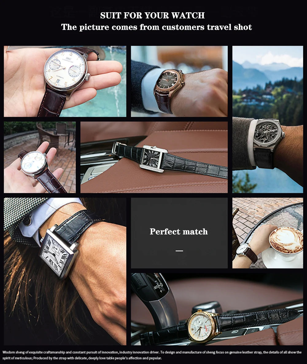 Premium Genuine Leather Watch Band – Multi-Size Wrist Strap
