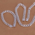 Hot Classic 10MM Square Chain 925 Sterling Silver Bracelet Necklace Jewelry Set For Men 20/22/24 Inch Fashion Party Holiday Gift