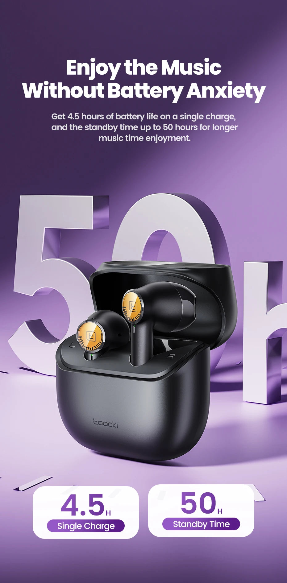 Toocki ENC TWS Earphones Wireless Bluetooth 5.3 HiFi Headphone Noise Canceling Toucn Contro Touch Control In Ear Sport Earbuds