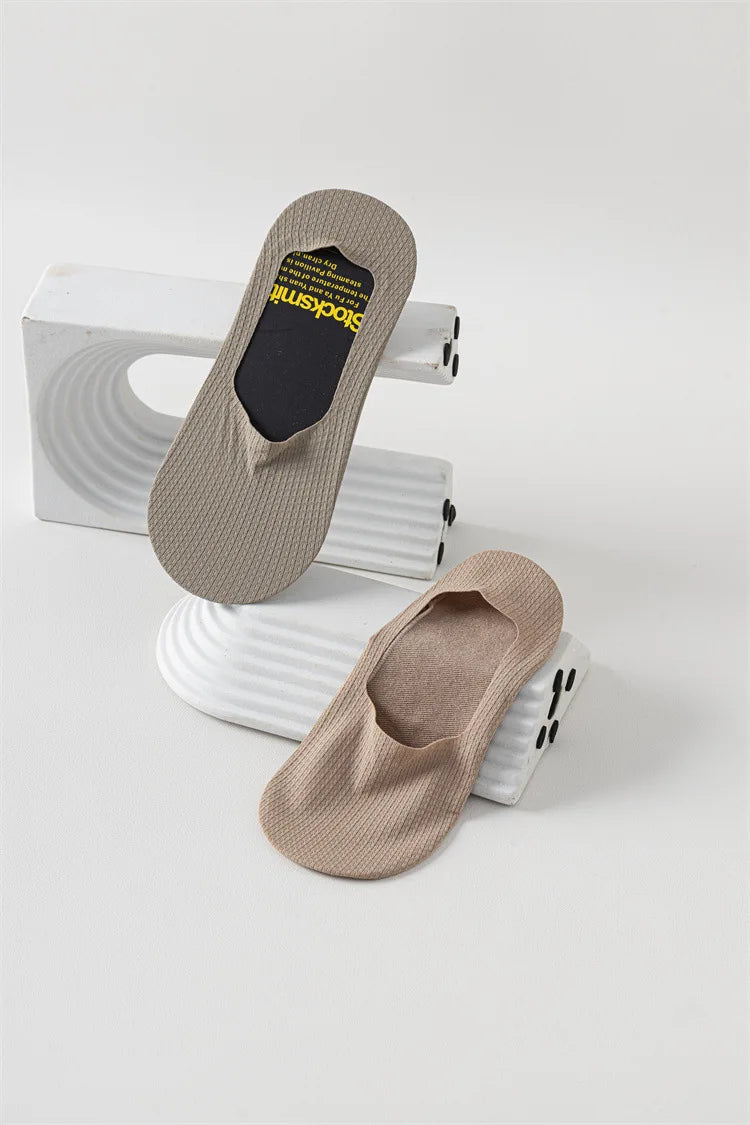 Men's Low Cut Ankle Boat Socks Summer Thin Breathable Invisible No Show Socks Men Male Silicone Anti-slip Ice Silk Sock Slippers