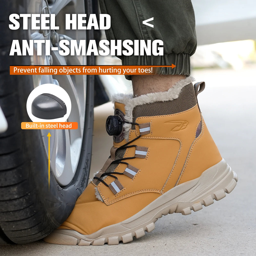 comfortable safety shoes for men high waterproof work shoes non-slip safety boots rubber outsole working sneakers with metal toe