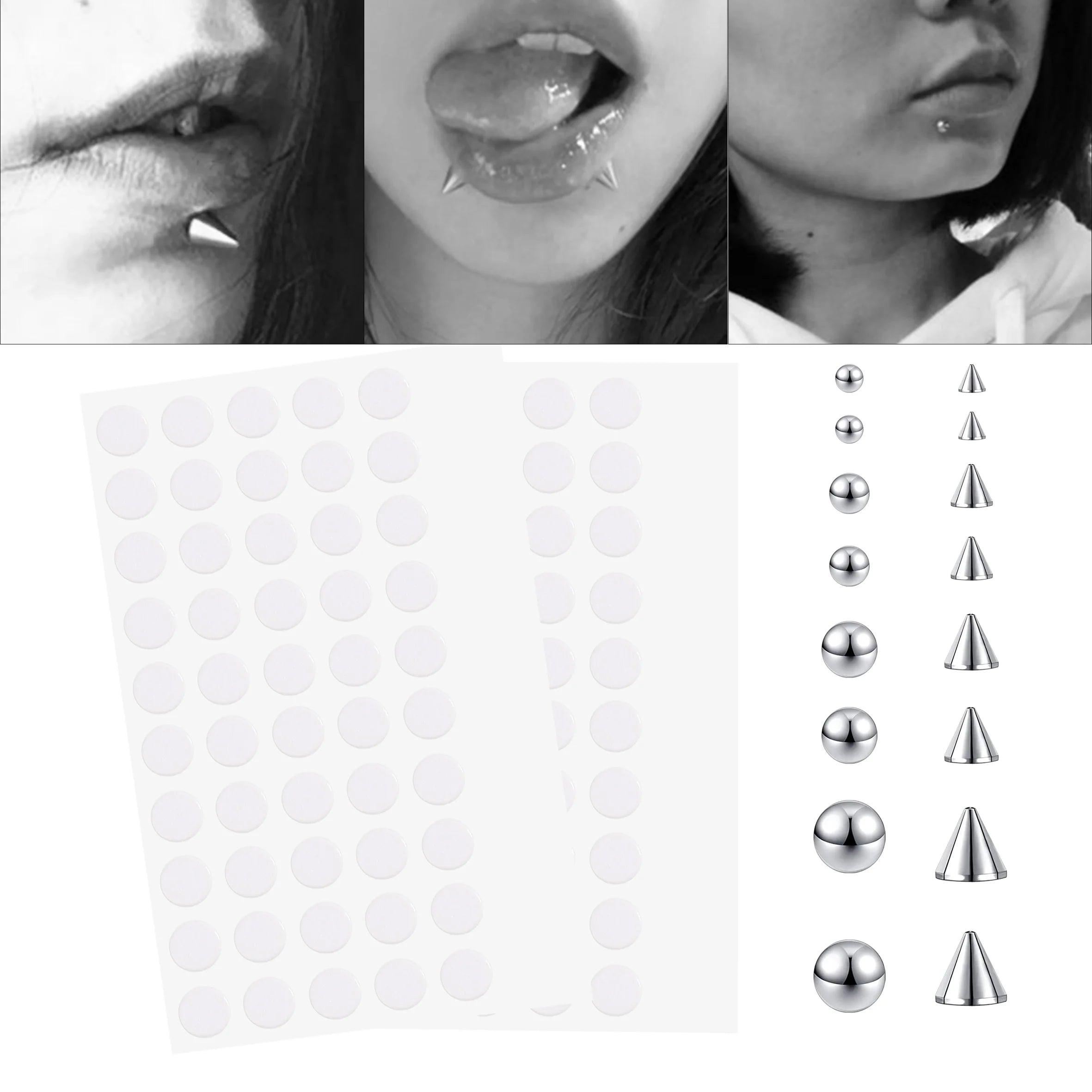 180pcs Metal Fake Nose Ring Stickers Non Piercied Lip Nails Ear Stud for Women Men Pack Fake Eyebrow Lip Piercing Body Jewelry
