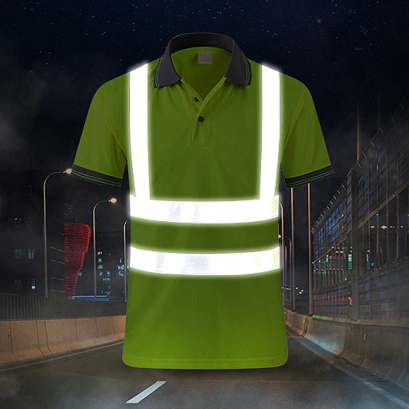 Custom LOGO T-Shirt Safety Vest for Men Work Vest Fluorescent Yellow Workwear Vest Construction Workwear T-Shirt