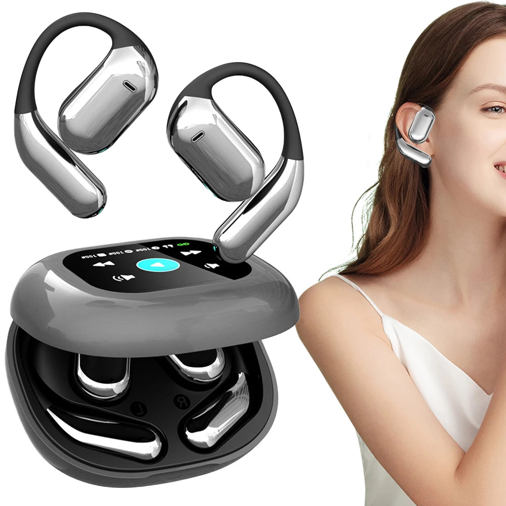 AI Translation Earphones Bluetooth-Compatible 5.4 Real Time Translator Earbuds Waterproof Touch Screen Open Ear Headphones