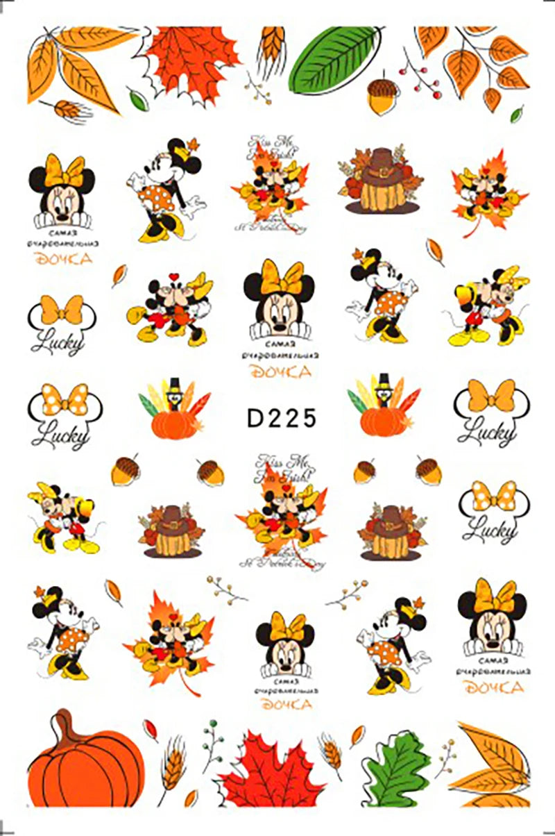 Disney Cartoon Adhesive Nail Stickers Nail Decorative Decals Nail Sliders Stitch Mickey 3D Stickers Press on Nails