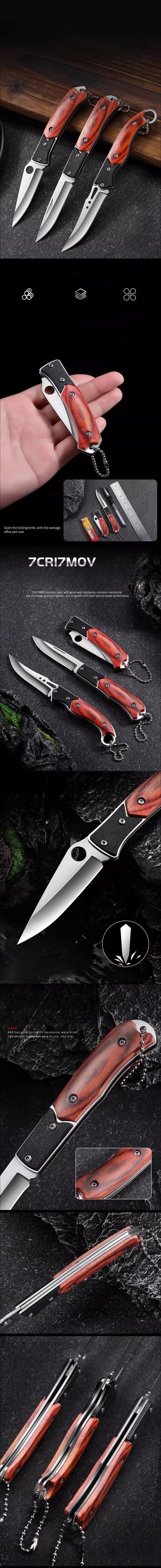 Compact Folding Knife with Durable Stainless Steel Blade, Multi-functional Survival Camping Tool