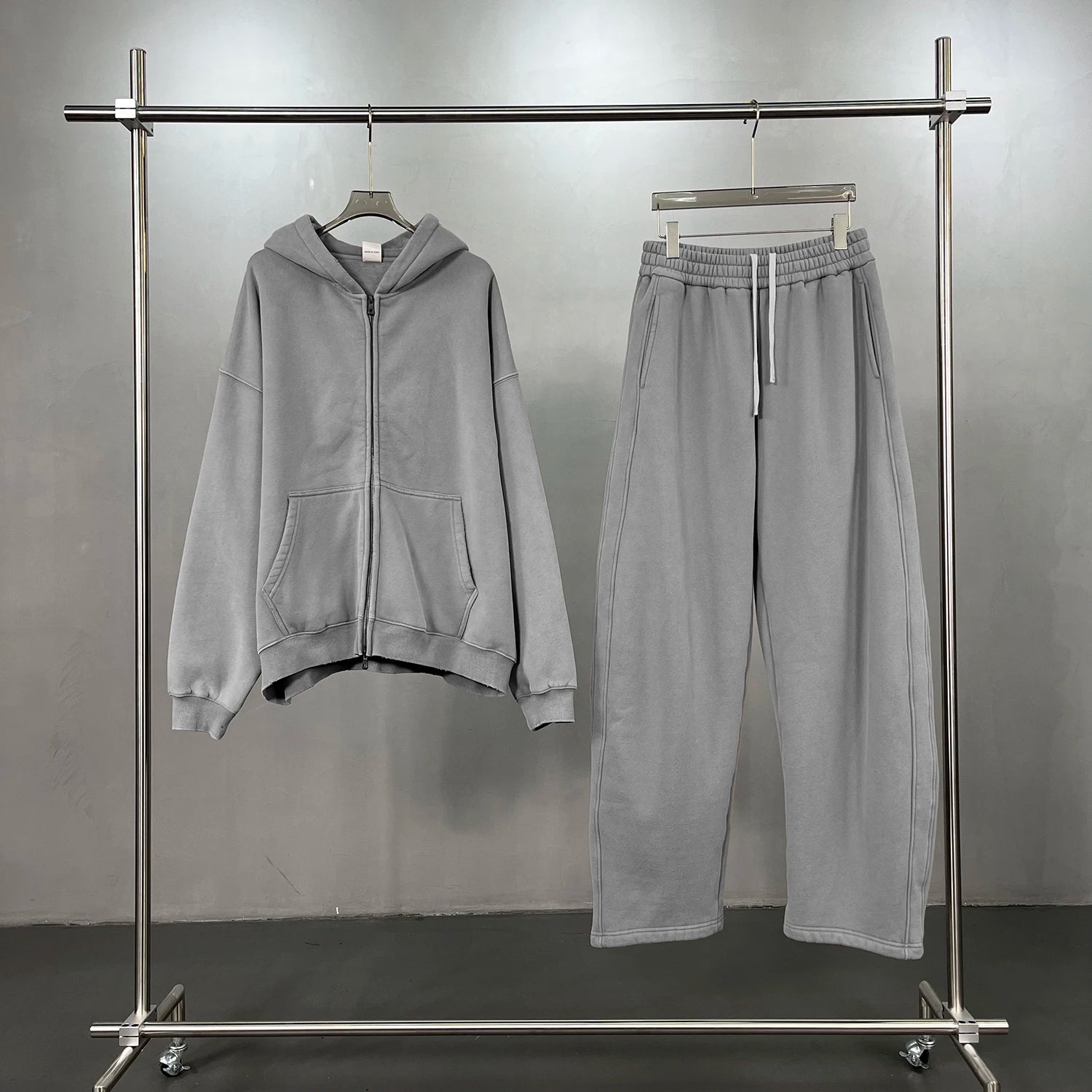 New Autumn and Winter Cashmere Zip Up Jacket Streetwear Casual Oversized Acid Washed Wax Printed Hooded Fleece Zipper Hoodie