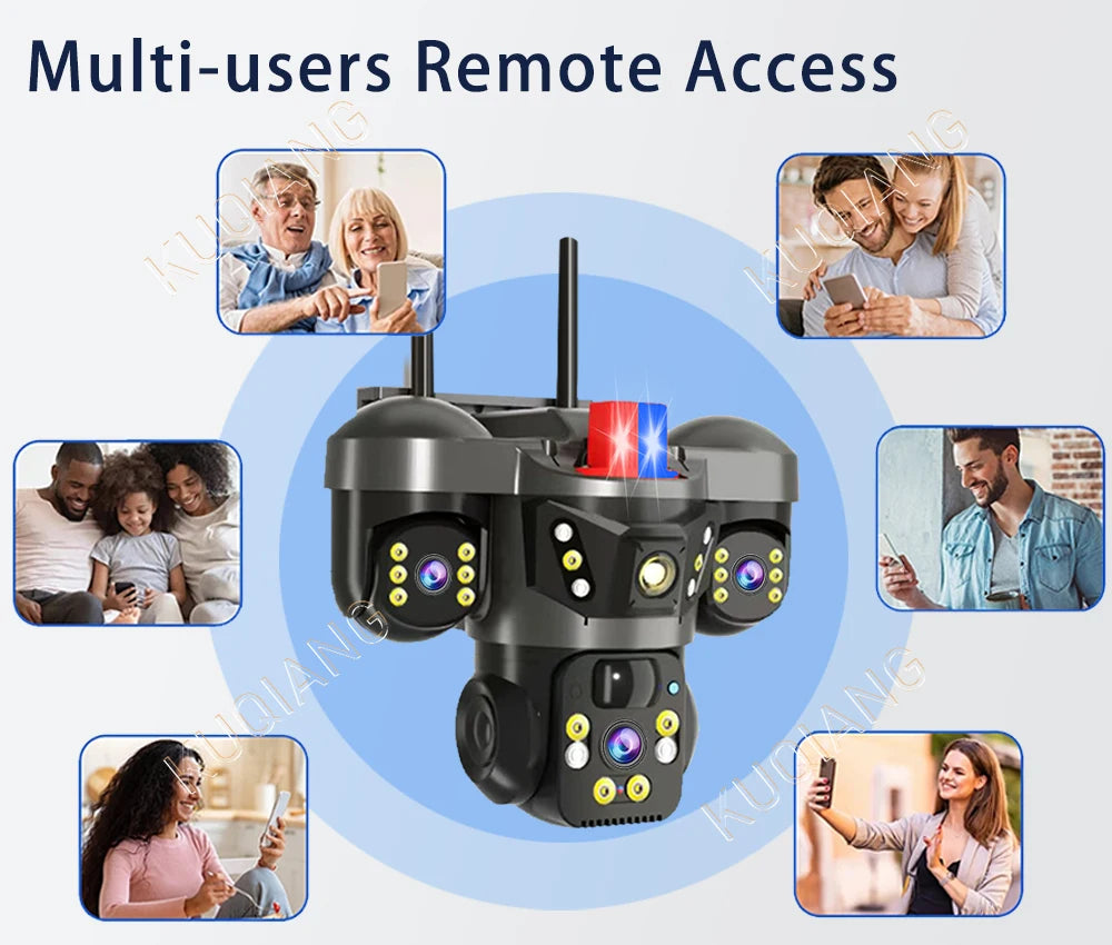 V380 Three Lens Three Screens 15MP 4G Solar Camera Outdoor WiFi 10X Digital Zoom Waterproof Auto Tracking Security CCTV Cameras