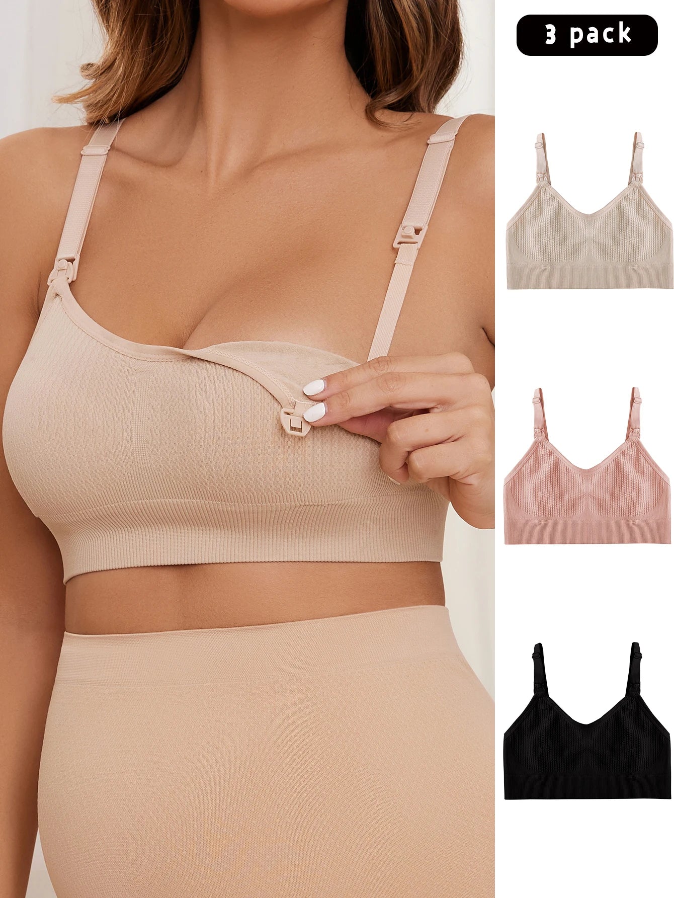 Women's Nursing Bra Set of 3 – Wire-Free Anti-Sag Comfortable Breastfeeding Underwear