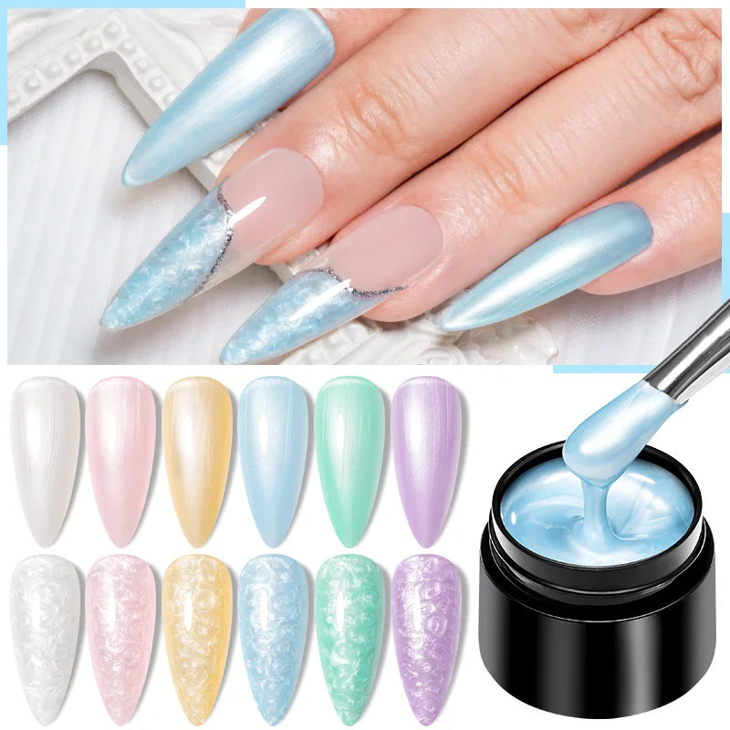 MEET ACROSS 8ml Pearl Shell Thread Gel Nail Polish 3D Semi Permanent Soak Off UV Gel Nail Art Varnish For Nails Manicure DIY