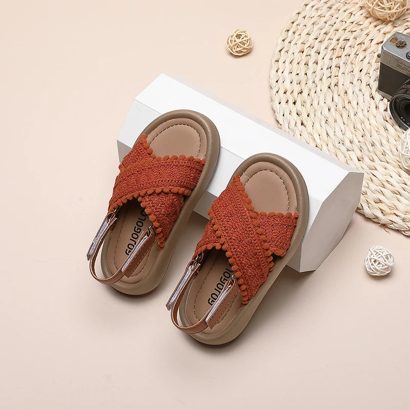 Girl Summer Sandals Classic Fashion Ethnic Style Kids Beach Sandals Fashion Open-toe Versatile Children Non-slip Causal Shoes