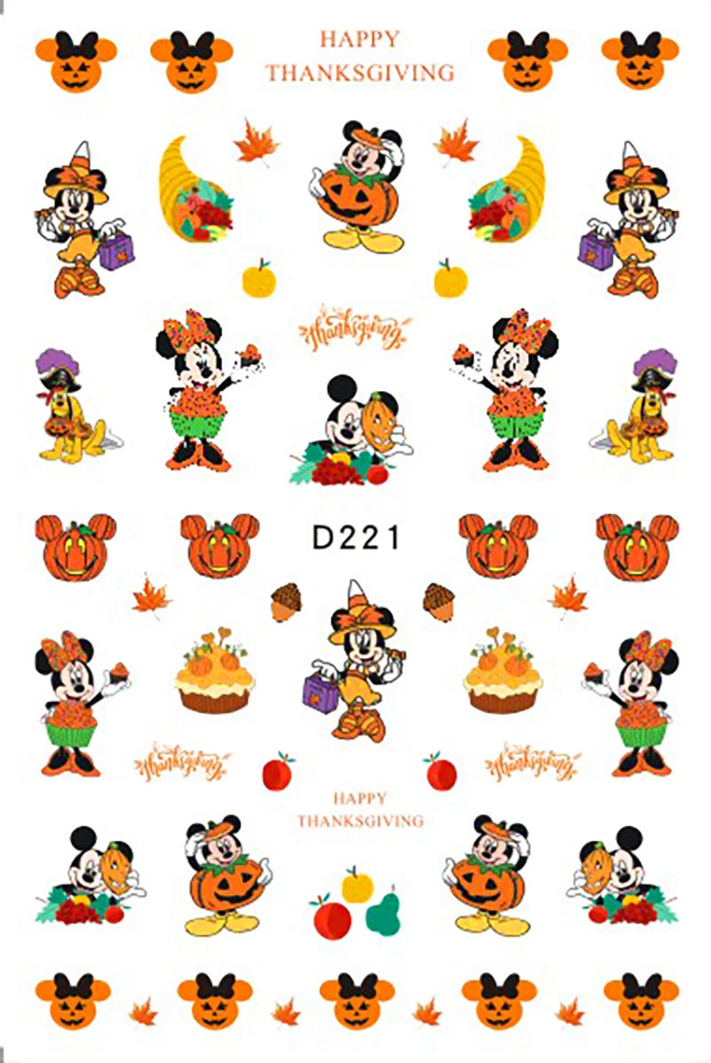 Disney Cartoon Adhesive Nail Stickers Nail Decorative Decals Nail Sliders Stitch Mickey 3D Stickers Press on Nails