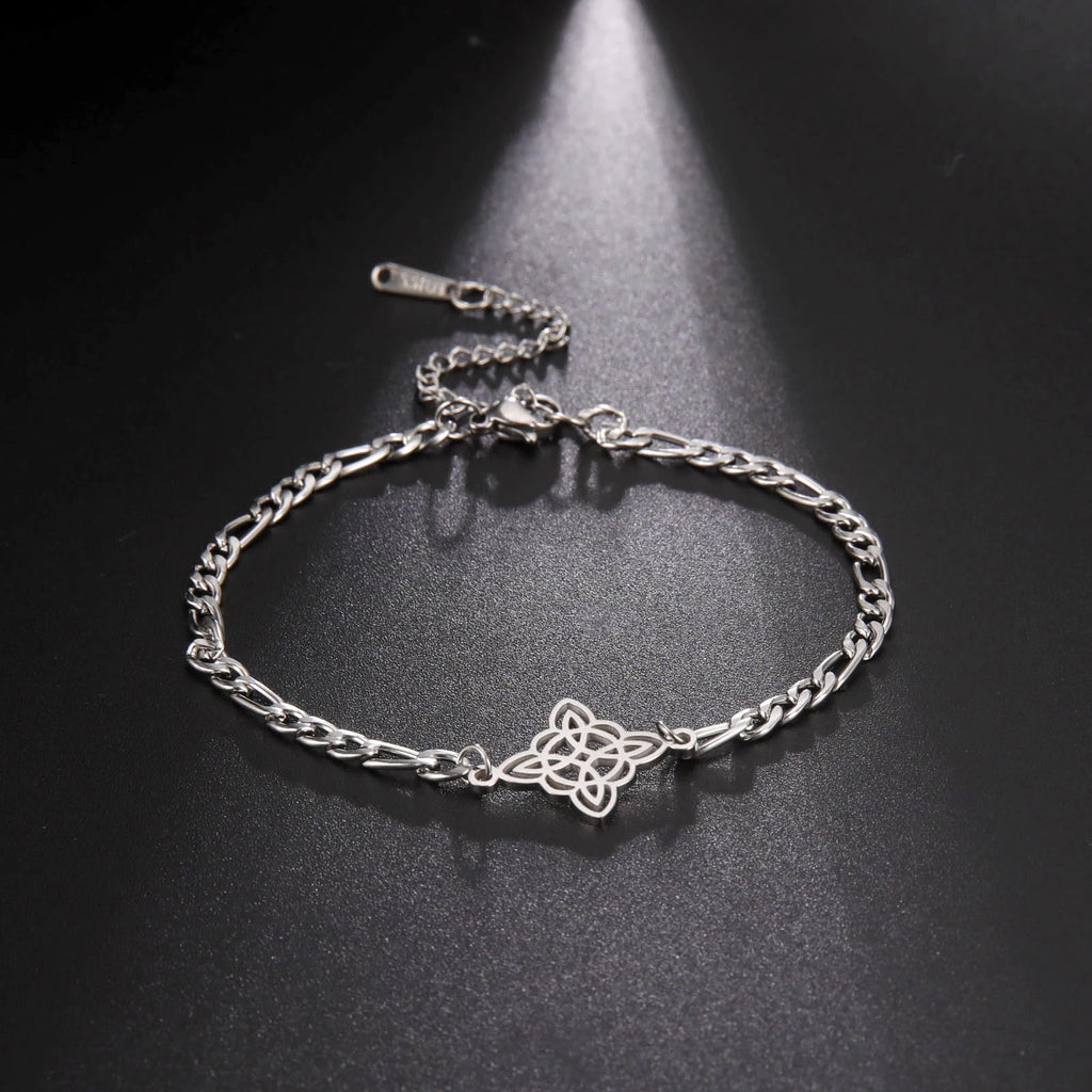 Witchcraft Irish Celtic Knot Charms Bracelets Stainless Steel Witch Knot Chain Bracelet Women Men Vintage Love Jewelry Gifts