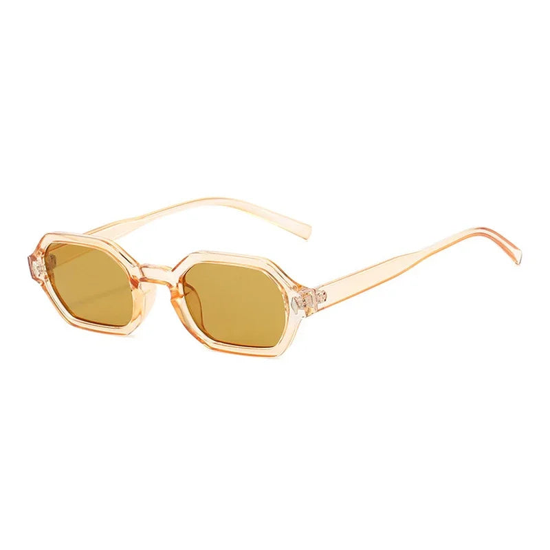 JNPCXI New Retro Small Polygon Rectangle Sunglasses Women Shades UV400 Fashion Blue Gradient Lens Men Retro Rivets Frame