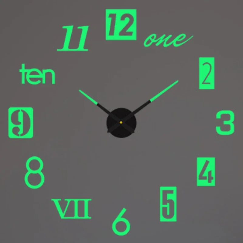 New Modern Design Large Wall Clock 3D DIY Quartz Clocks Fashion Watches Acrylic Mirror Stickers Living Room Home Decor Horloge