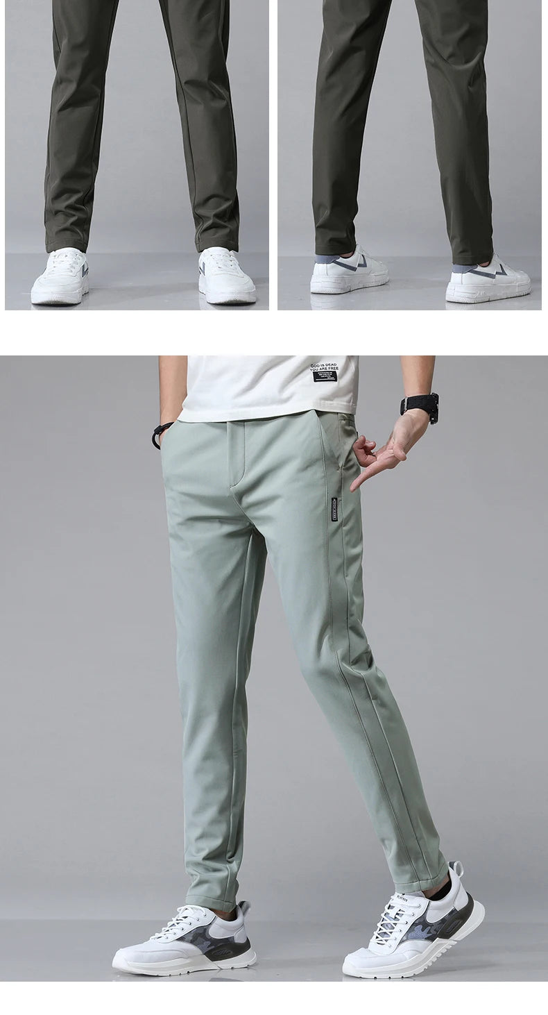 New Spring Summer Ultra-thin Men's Stretch Slim Straight Casual Pants High Quality Fashion Breathable Golf Sports Trousers
