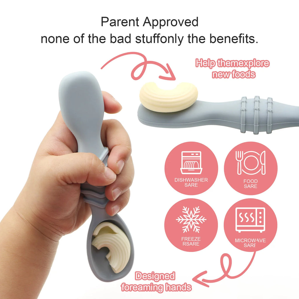 Baby Silicone Training Spoons Set of 4 – Easy-Grip Soft Feeding Spoons for 6+ Months