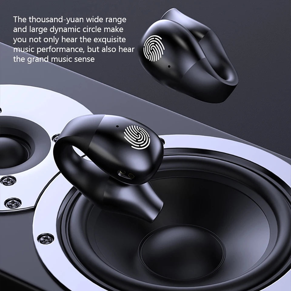 Wireless Bluetooth 5.2 Earphones Bone Conduction Earphones Sports Noise Reduction Ear Clip HiFI Stereo Earphones Digital Display