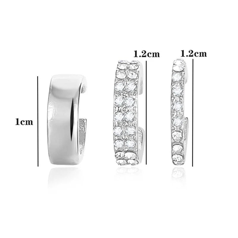 3 PCS Small Pearl Clip-On Earrings Shiny CZ Stone Classic Silver Gold-color Simple Style Daily Wear Party Jewelry For Woman
