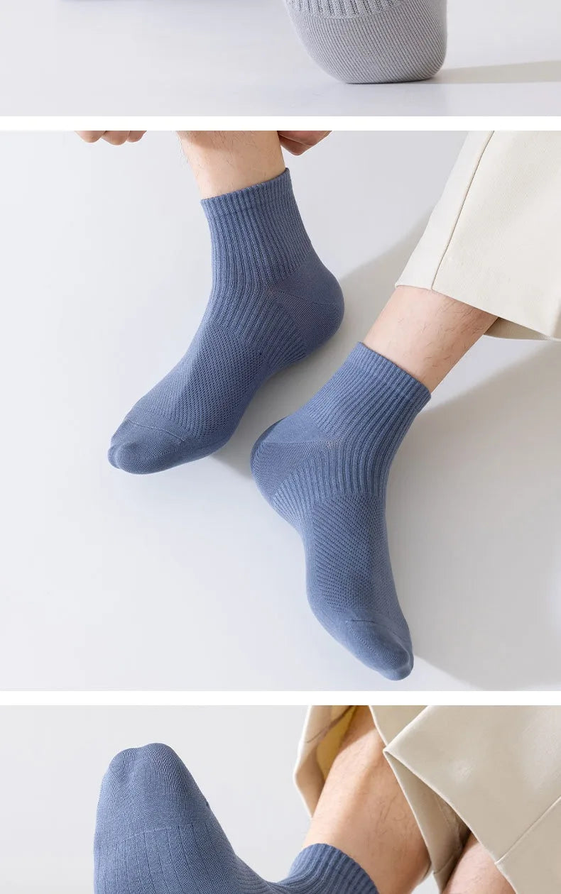 1/3 Pairs Men's Cotton Antibacterial No-Show Socks - Summer Thin Moisture-Wicking Breathable Sports Ankle Socks
