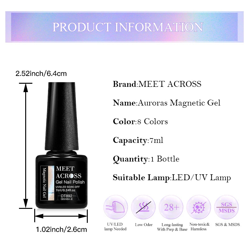 7ml Aurora Cat Magnetic Gel Nail Polish Blue Nails Sparkling Glitter Semi-Permanent Nail Art Soak Off UV Gel Varnish Manicure