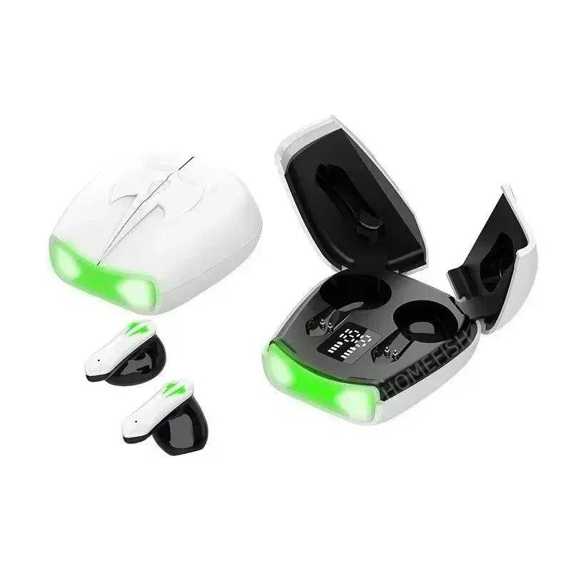 HOMEFISH  Wireless Earbuds BT 5.2 Low Latency, Waterproof with Cool LED Lights, 5H Playtime for E-Sports & Music