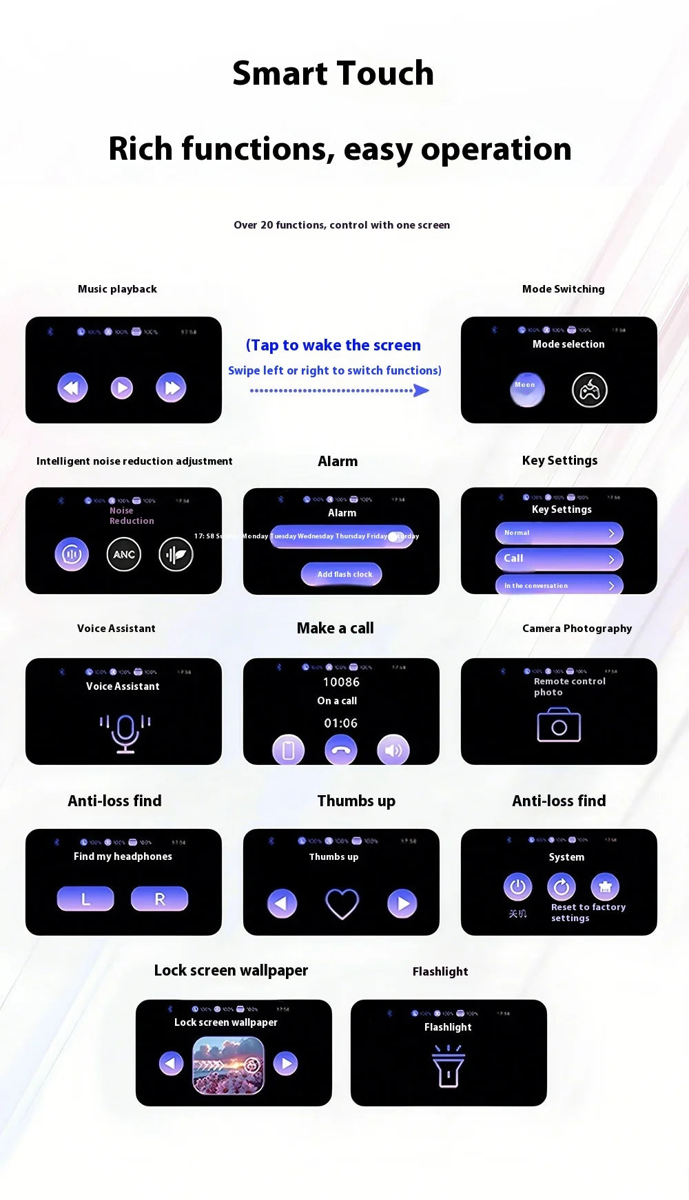 HTC AI Translation Earphones Microsoft Model High Definition Screen 48H long Battery Endurance Wireless Bluetooth Office Gift