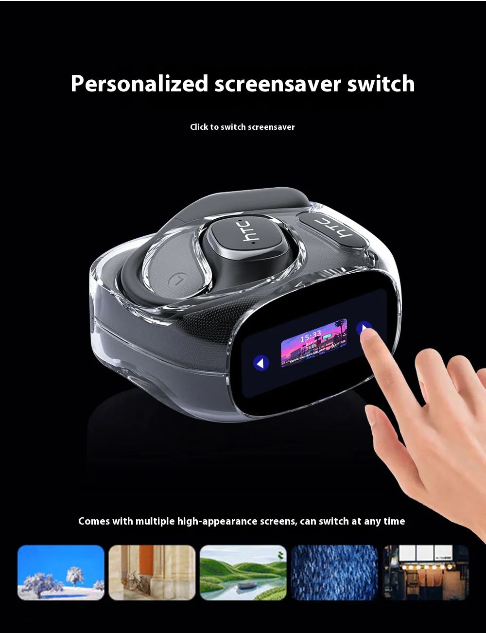 HTC AI Translation Earphones Microsoft Model High Definition Screen 48H long Battery Endurance Wireless Bluetooth Office Gift