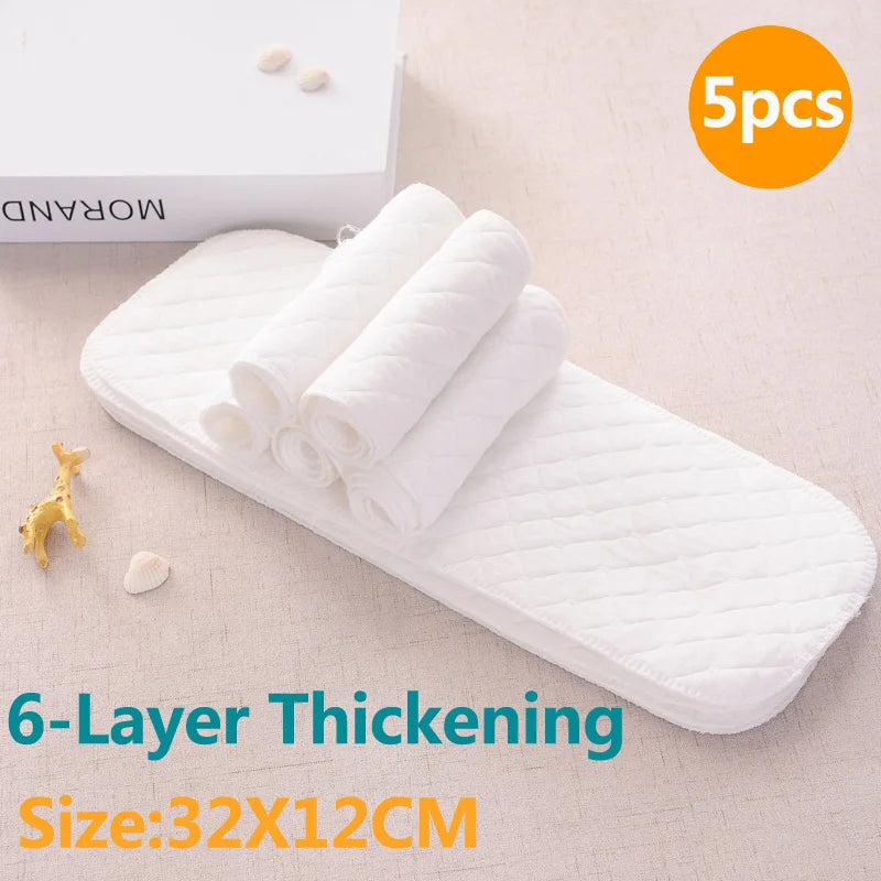 Reusable Cloth Diapers for Babies – 10pcs/5pcs Washable Ecological Cotton Nappies 3/6-Layer