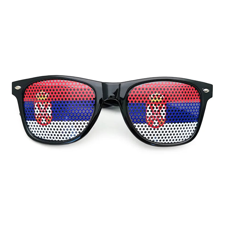 New Unisex Black Frame 42 Countries Flag Sun Glasses Decorative Spectacles Eyeglasses Frames for Party Women Men Sunglasses